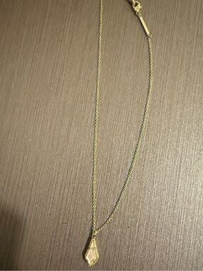 Kendra Scott Gold Necklace with Light Pink Faceted Pendant